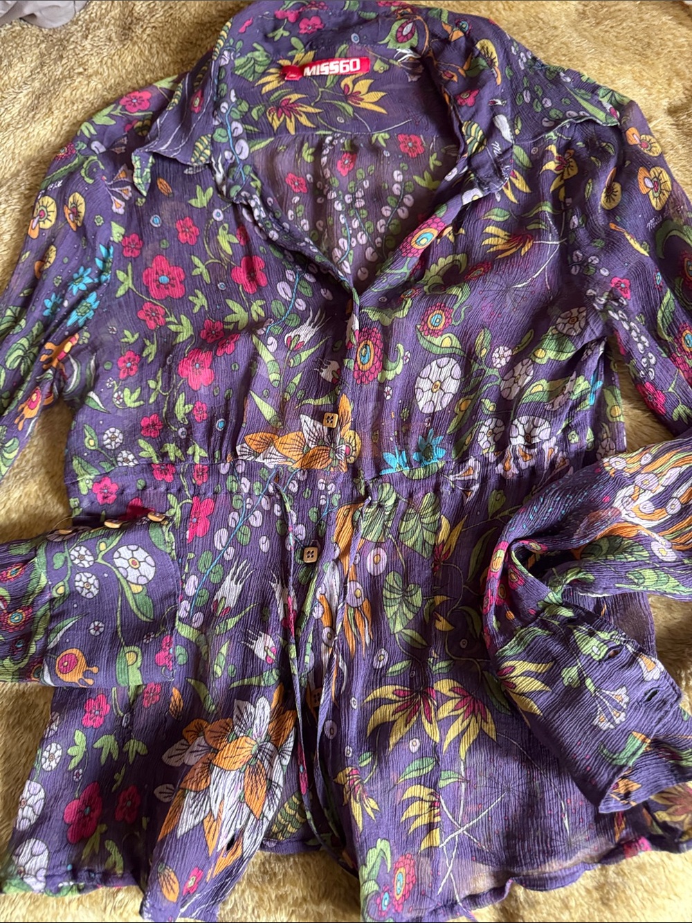 Miss sixty 60 shear fitted delicate purple flower shirt s